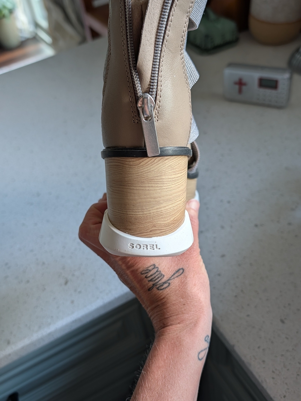 Sorel Taupe and Gray Strappy Wedge Sandals - Picture 4 of 6